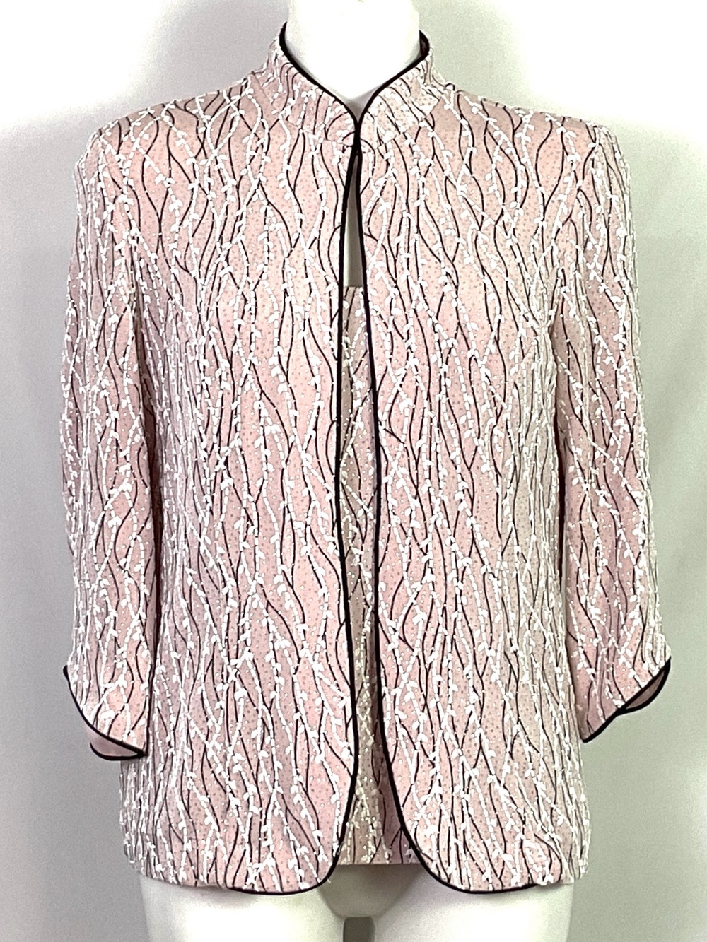 Vintage Alex and evenings, pale pink glitter jacket, and matching tank – size L